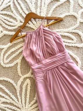 Alfred Angelo One-Shoulder Pleated Satin Gown - Dusty Rose
